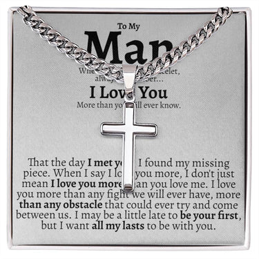 To My Man Cuban Cross Necklace - Love You This Much
